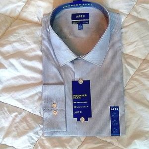 NWT Men's Apt 9 XL blue/white striped dress shirt. 17/17 1/2, 34-35